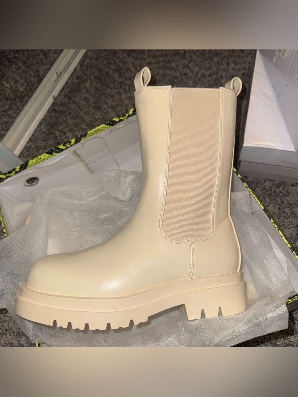 Cape Robbin Cream Chelsea Lug Ankle Boot